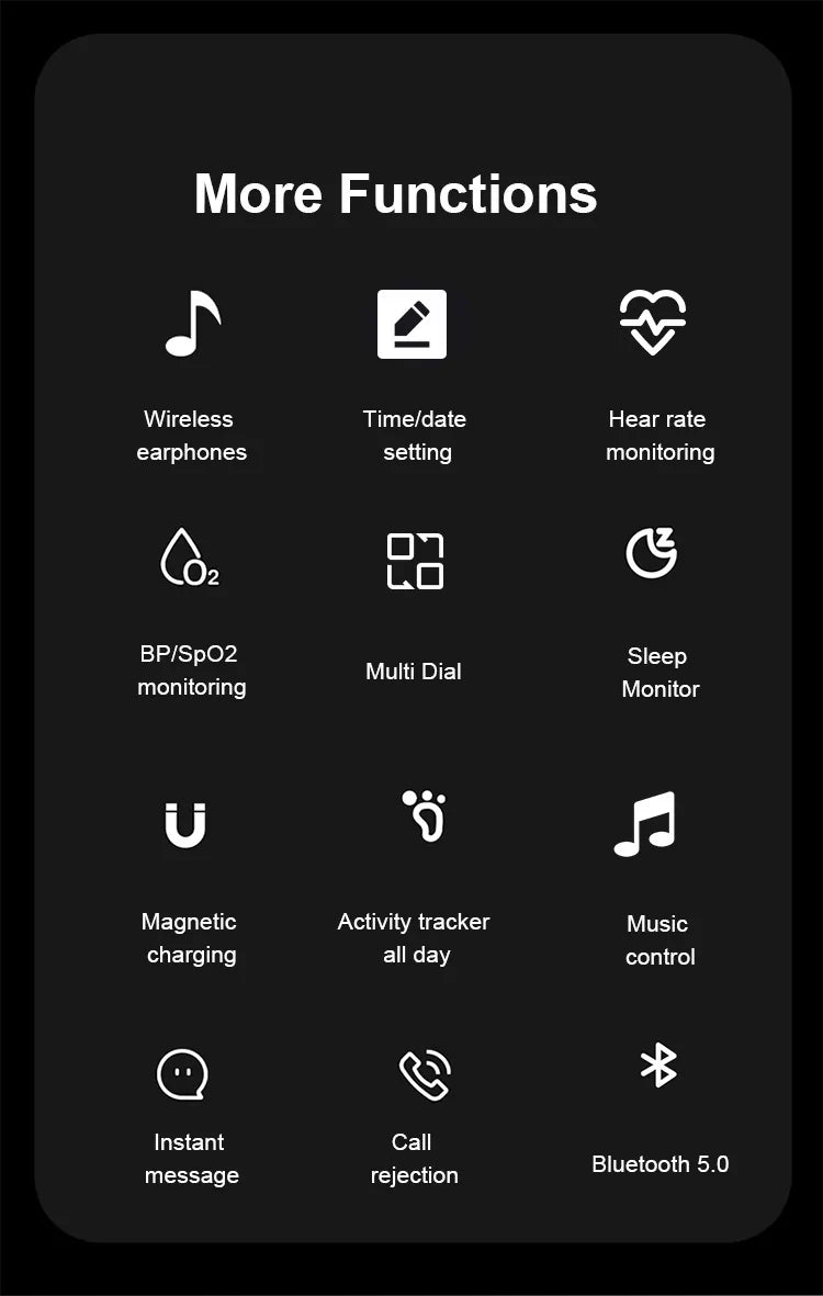2 σε 1 ασύρματα στερεοφωνικά ακουστικά στο αυτί, έξυπνο ρολόι